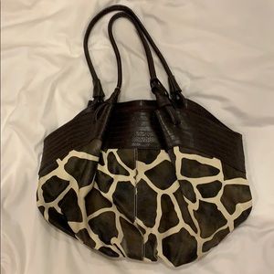 Giraffe print deep brown shoulder bag